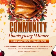 White Maximalist Community Thanksgiving Dinner Invitation Instagram Post template