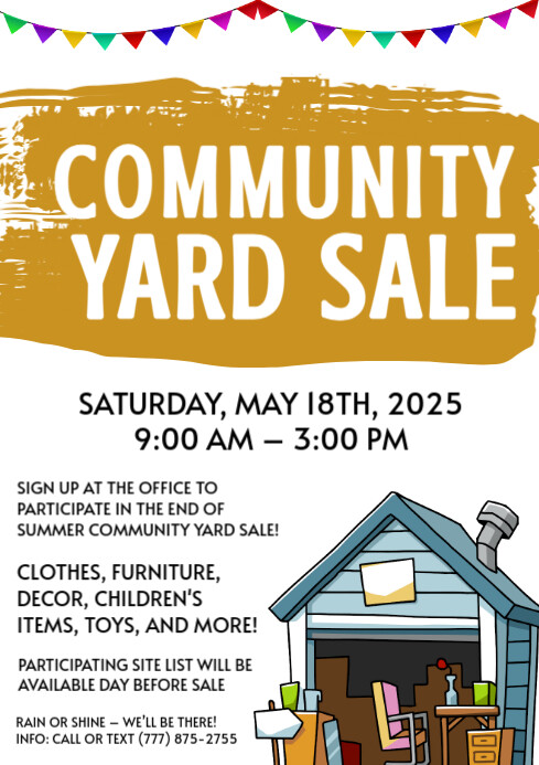 White Maximalist Community Yard Sale A4 template