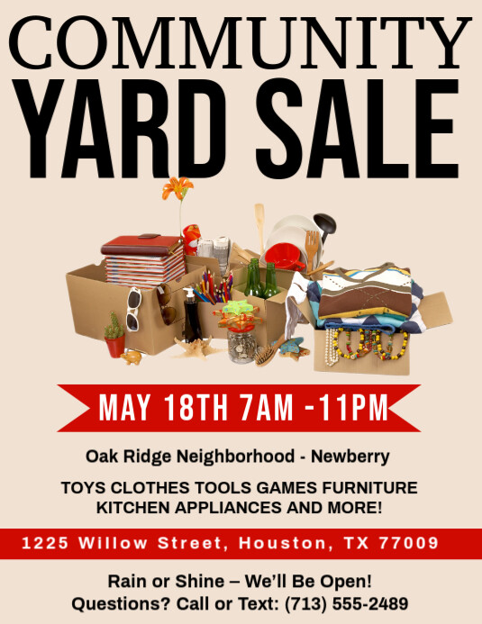 White Maximalist Community Yard Sale Flyer (us Letter) template