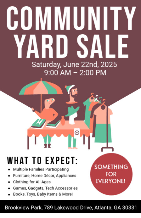White Maximalist Community Yard Sale Tabloid template