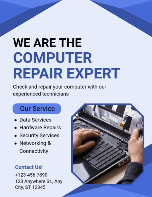 Copy of White Maximalist Computer Repair Flyer (us Letter) | PosterMyWall