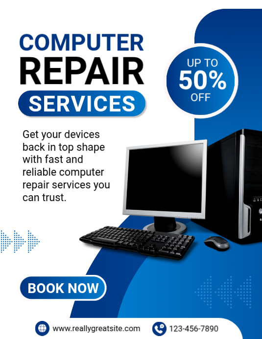 Copy of White Maximalist Computer Repair Flyer (us Letter) | PosterMyWall