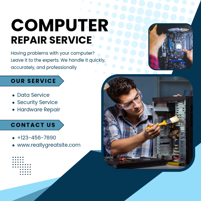White Maximalist Computer Repair Instagram Post Template | PosterMyWall