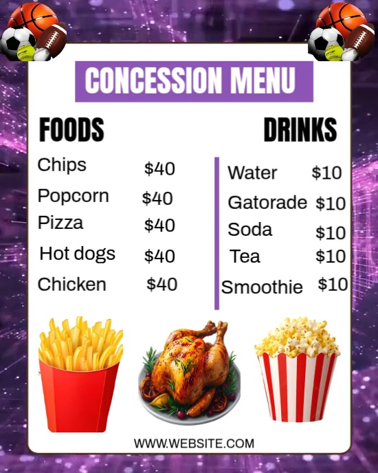 Concession Menu Template | PosterMyWall