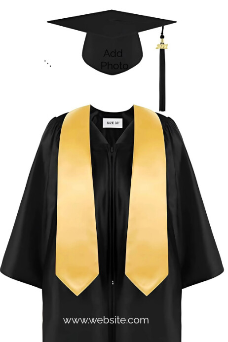 White Maximalist Convocation Gown Design Template  Poster