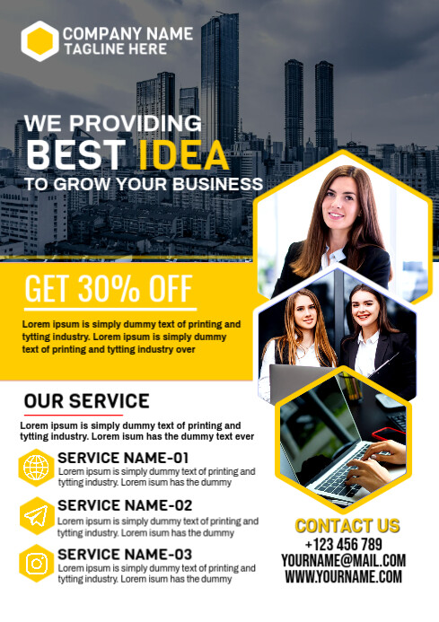 White Maximalist Corporate Business Flyer A4 template