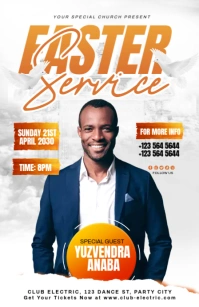 White Maximalist Creative Easter Day Service  Tabloid template