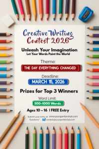 White Maximalist Creative Writing / School Competition Poster template