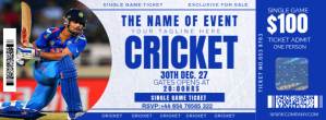White Maximalist Cricket Ticket Facebook Cover Photo Facebook-coverfoto template
