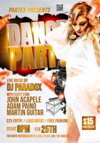 White Maximalist Dance Party Flyer | Dj Party A2 template
