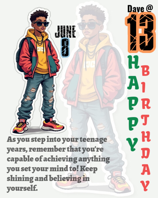 White Maximalist Dave @ 13 Birthday  Instagram Portrait template