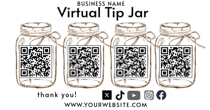 White Maximalist De Virtual Tip Jar Sign Facebook Shared Image template