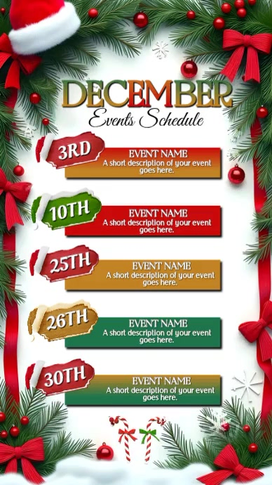 Copy of White Maximalist December Event Schedule Video Flyer/poster ...