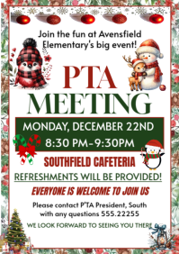White Maximalist December Pta Meeting Invitation A4 template