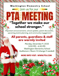 White Maximalist December Pta Meeting Invitation Flyer (us Letter) Volante (Carta US) template