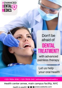 White Maximalist Dental Clinic Flyer  A5 template