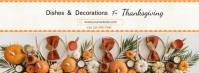 White Maximalist Dishes And Decorations For Thanksgiving Facebook Cover Photo template