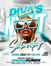 White Maximalist Diva's Night Party Fully Editable Flyer (us Letter) template