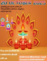 White Maximalist Diwali Invitation Flyer Template  Flyer (us Letter)