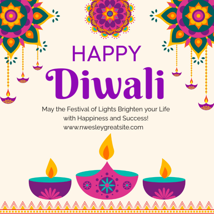 White Maximalist Diwali Square (1:1) template