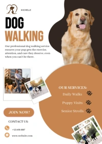 White Maximalist Dog Walking  A4 template