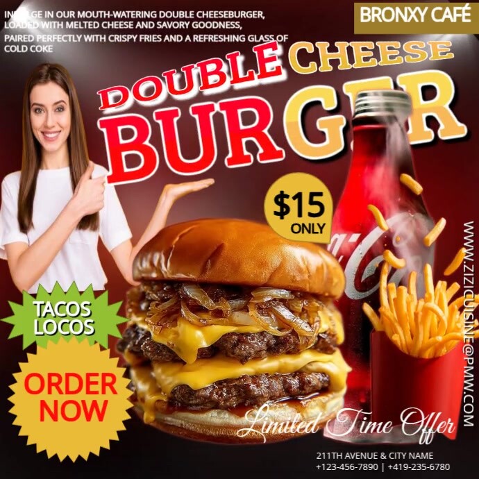 Copy of White Maximalist Double Cheeseburger Instagram Post | PosterMyWall