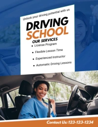 White Maximalist Driving School Flyer (us Letter) template
