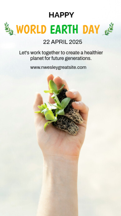 White Maximalist Earth Day Digital Display (9:16) template