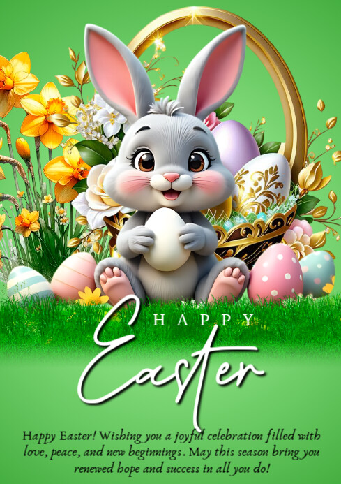 White Maximalist Easter A4 template