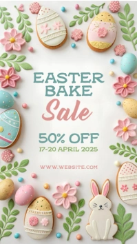 White Maximalist Easter Bake Sale Instagram Story template