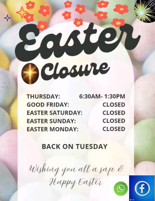 Copy of White Maximalist Easter Closure Flyer (us Letter) | PosterMyWall