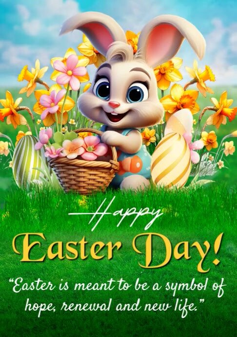 White Maximalist Easter Day A3 template