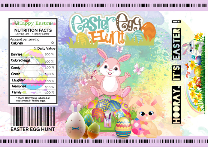 White Maximalist Easter Egg Hunt Chip Bag A4 template