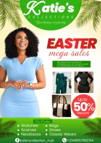 White Maximalist Easter Mega Sales A5 template
