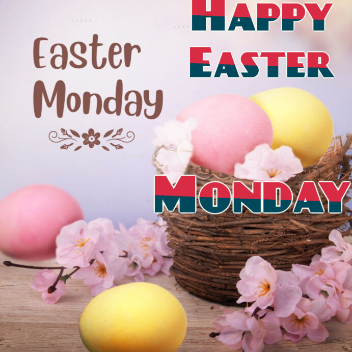 White Maximalist Easter Monday Instagram Post Template | PosterMyWall