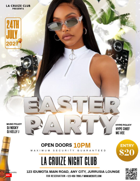 White Maximalist Easter Party Flyer (us Letter) template
