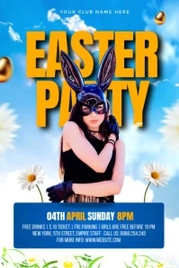 White Maximalist Easter Party Video Ad Poster template