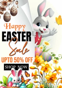 White Maximalist Easter Sale A3 template