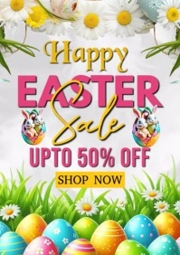 White Maximalist Easter Sale A4 template