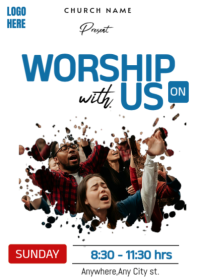 White Maximalist Editable Church Flyer  A6 template