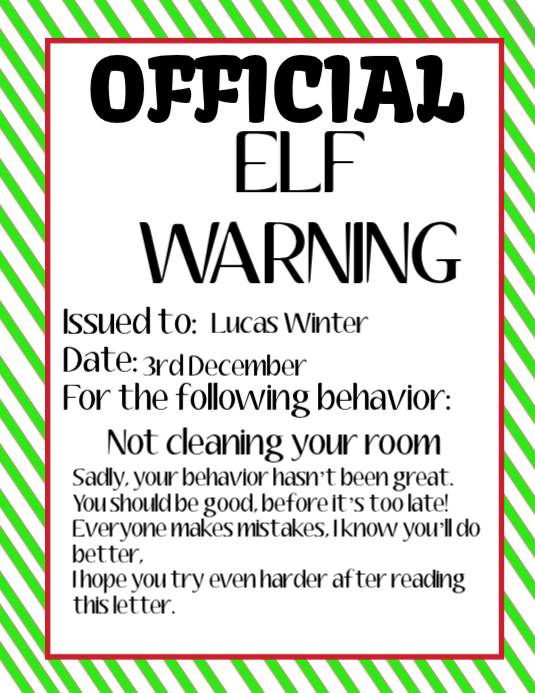 White Maximalist Editable Elf Warning Lett Flyer (us Letter) Template ...