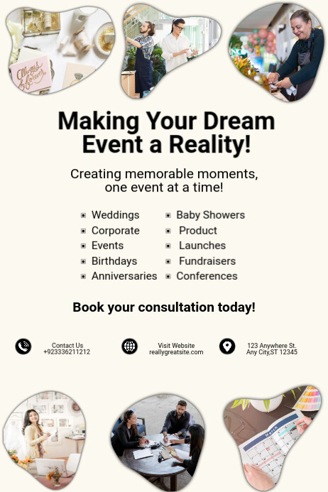 White Maximalist Editable Event Planners Poster – Weddings, Corporate ...