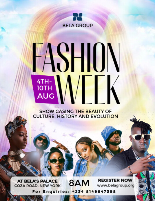 White Maximalist Editable Fashion Show Flyer (us Letter) template