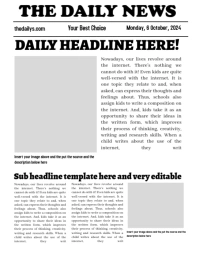 White Maximalist Editable Newspaper  Poster/wallboard template