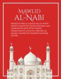White Maximalist Eid Mawlid Al Nabi Flyer (us Letter) template