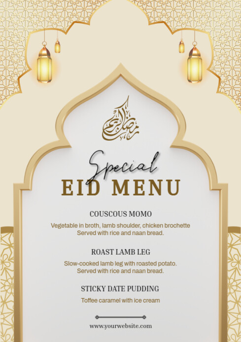 Copy of White Maximalist Eid Special Menu Template A4 | PosterMyWall