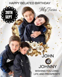 Branco Belated Birthday Celebration Instagram Portrait Template