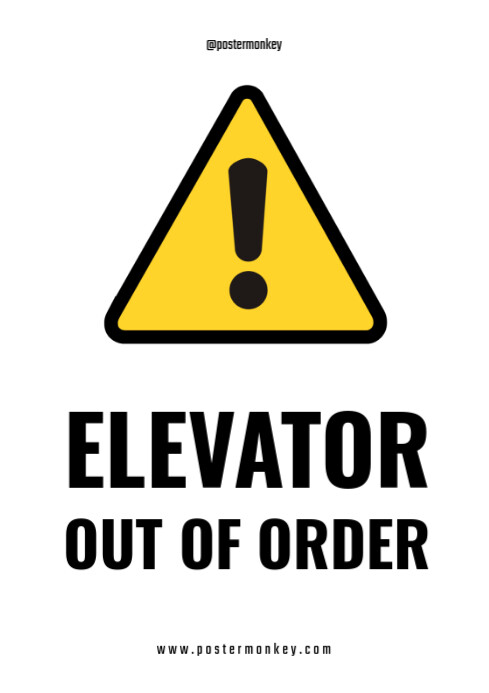 White Maximalist Elevator Out Of Order A4 template
