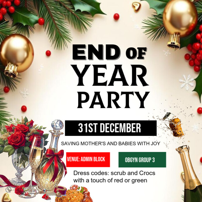 White Maximalist End Of The Year Party Invitation Poster/ Flyer Design  Instagram Post template