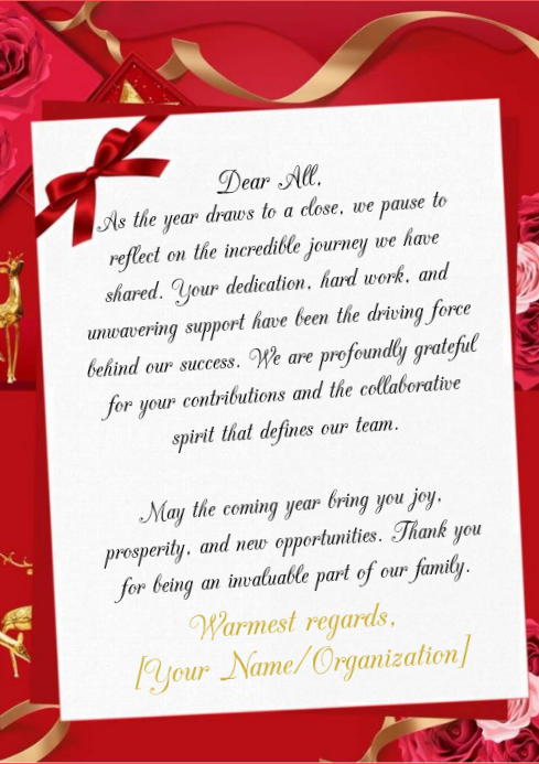 White Maximalist End Of Year Staff Appreciation Message A3 Template ...